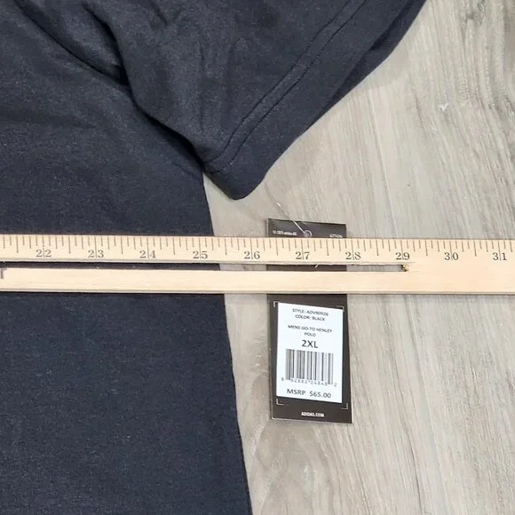 Adidas Polo Men's 2XL Black Go-To Henley Short Sleeve New - Picture 9 of 10